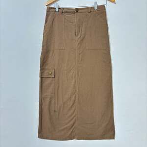Kirious Tan Khaki Cargo Maxi Skirt Granola Girl Gorpcore Utility‎ size L